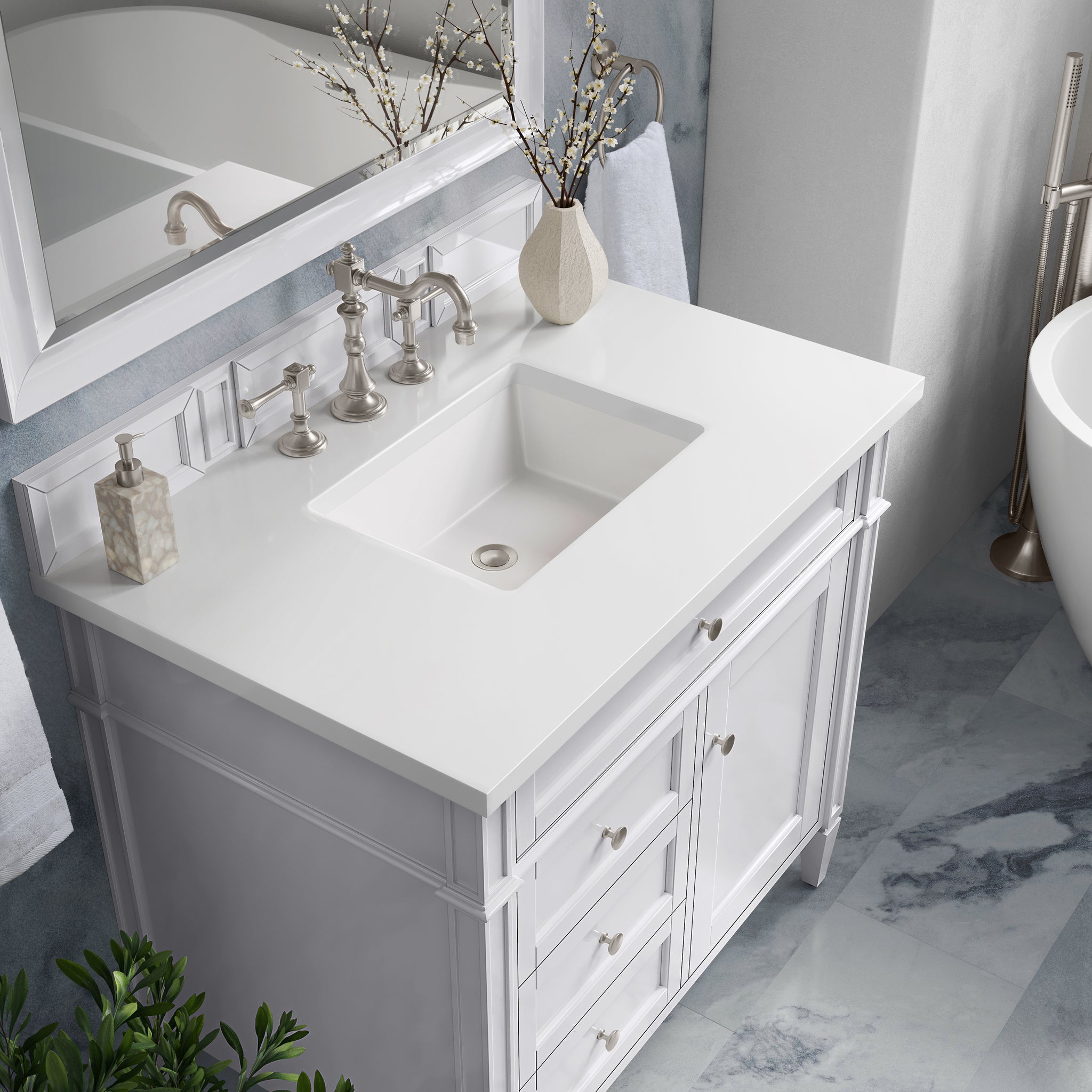 James Martin Brittany 36" Single Bathroom Vanity, Bright White, view 22