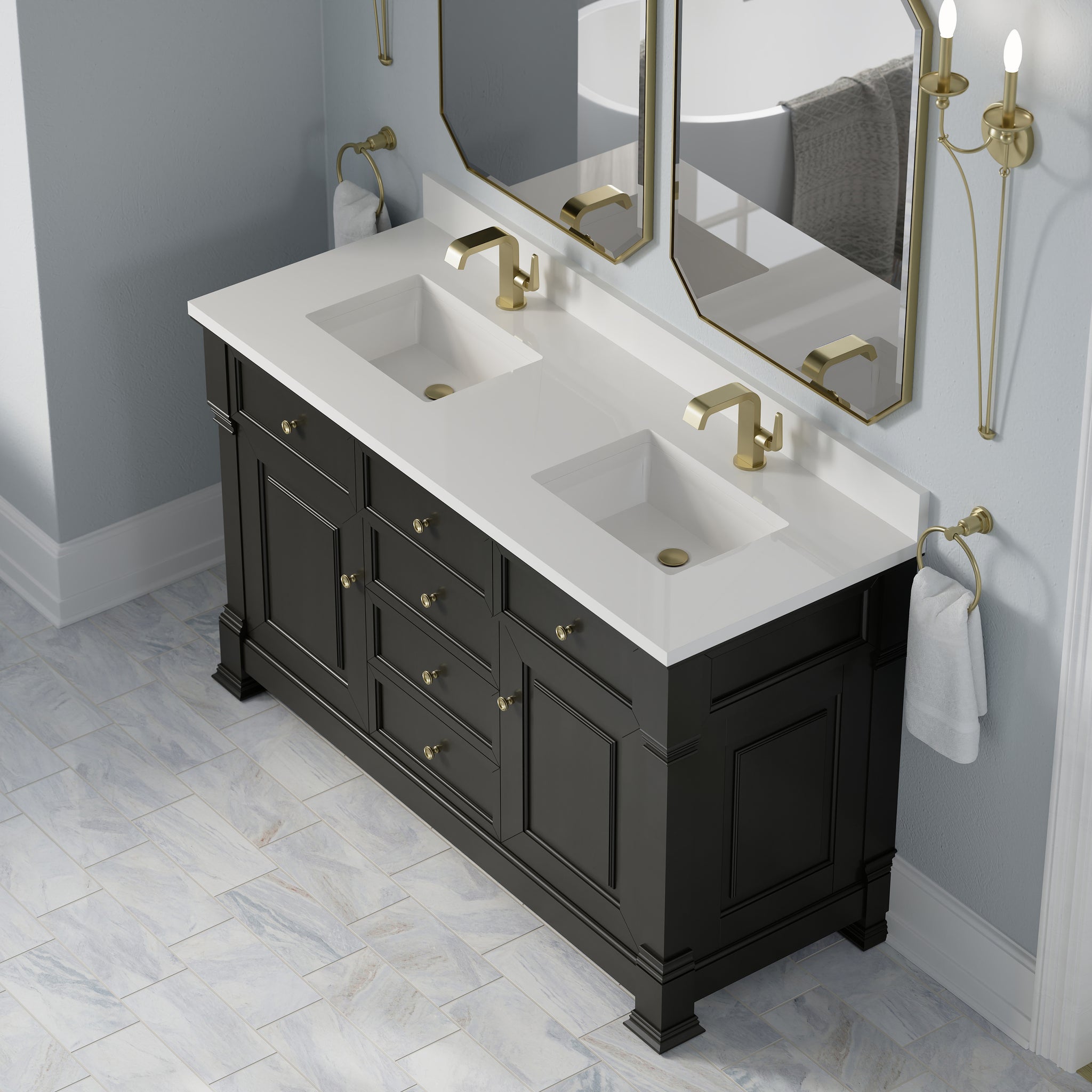 James Martin Brookfield 60" Double Bathroom Vanity, Black Onyx, view 35