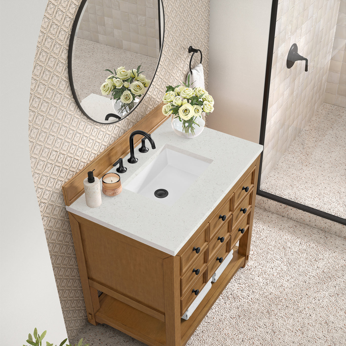 James Martin Malibu 36" Single Bathroom Vanity, Amber Birch, view 26