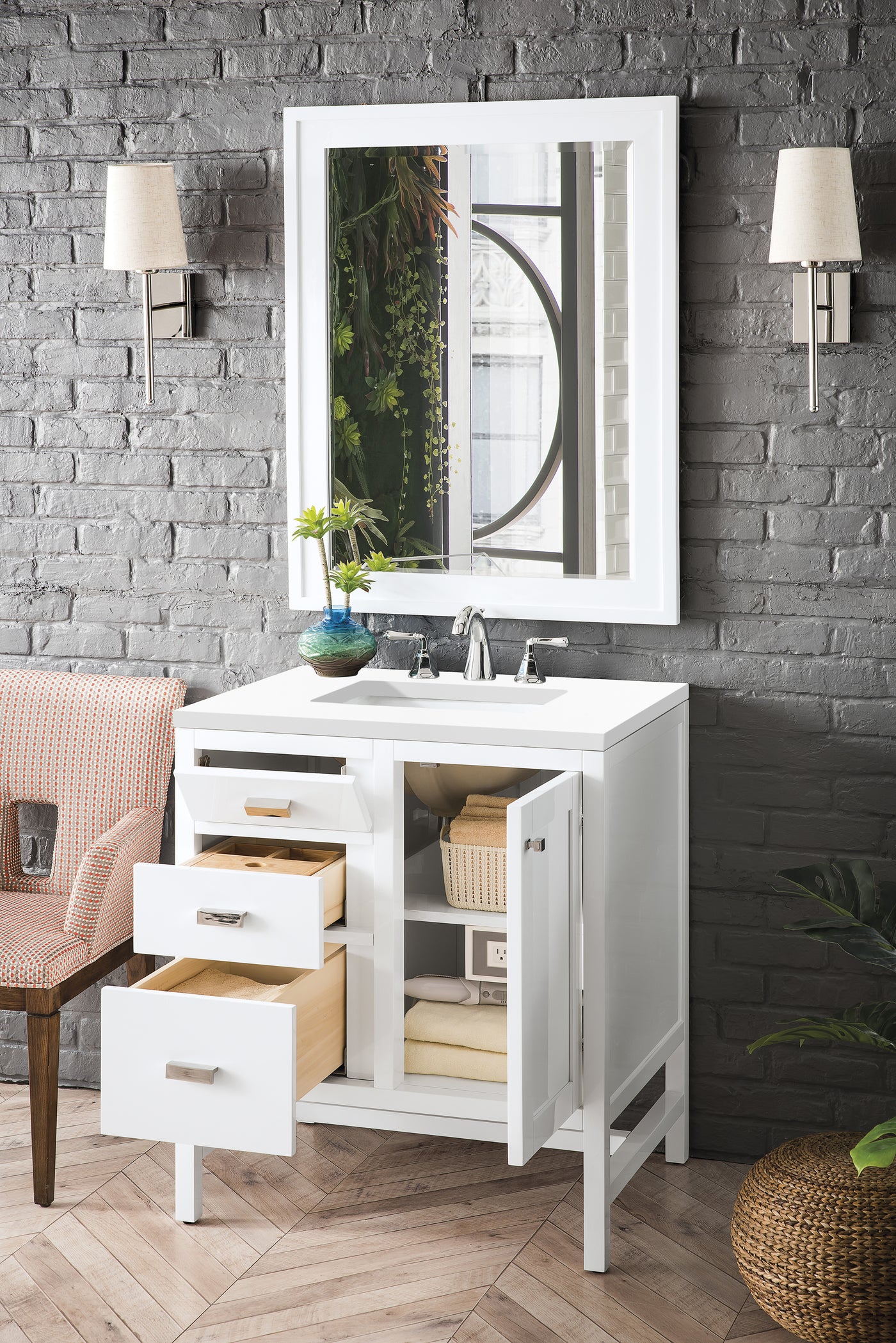 James Martin Addison 30" Single Bathroom Vanity, Glossy White, view 16