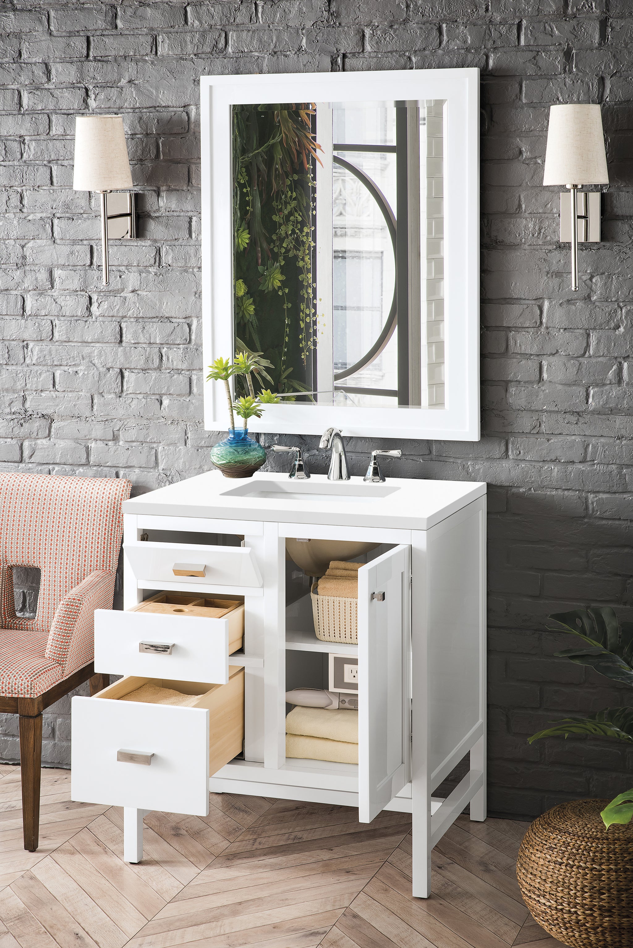 James Martin Addison 30" Single Bathroom Vanity, Glossy White, view 16