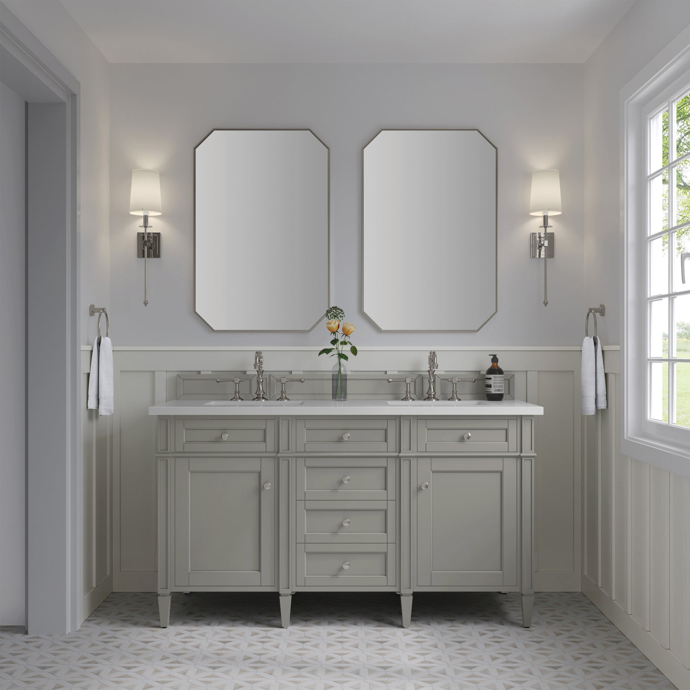James Martin Brittany 60" Double Bathroom Vanity, Urban Gray, view 26
