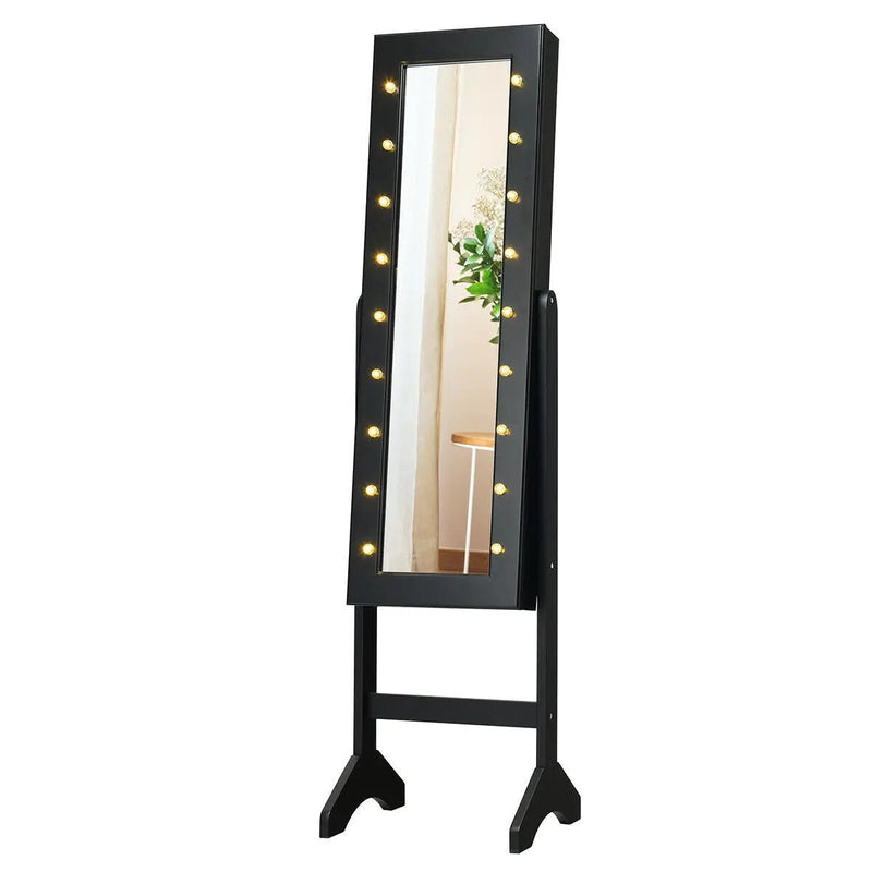 Mirrored Jewelry Cabinet Armoire Organizer w/ LED lights by DirectDeals