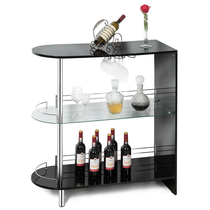2-holder Bar Table with Tempered Glass Shelf by DirectDeals