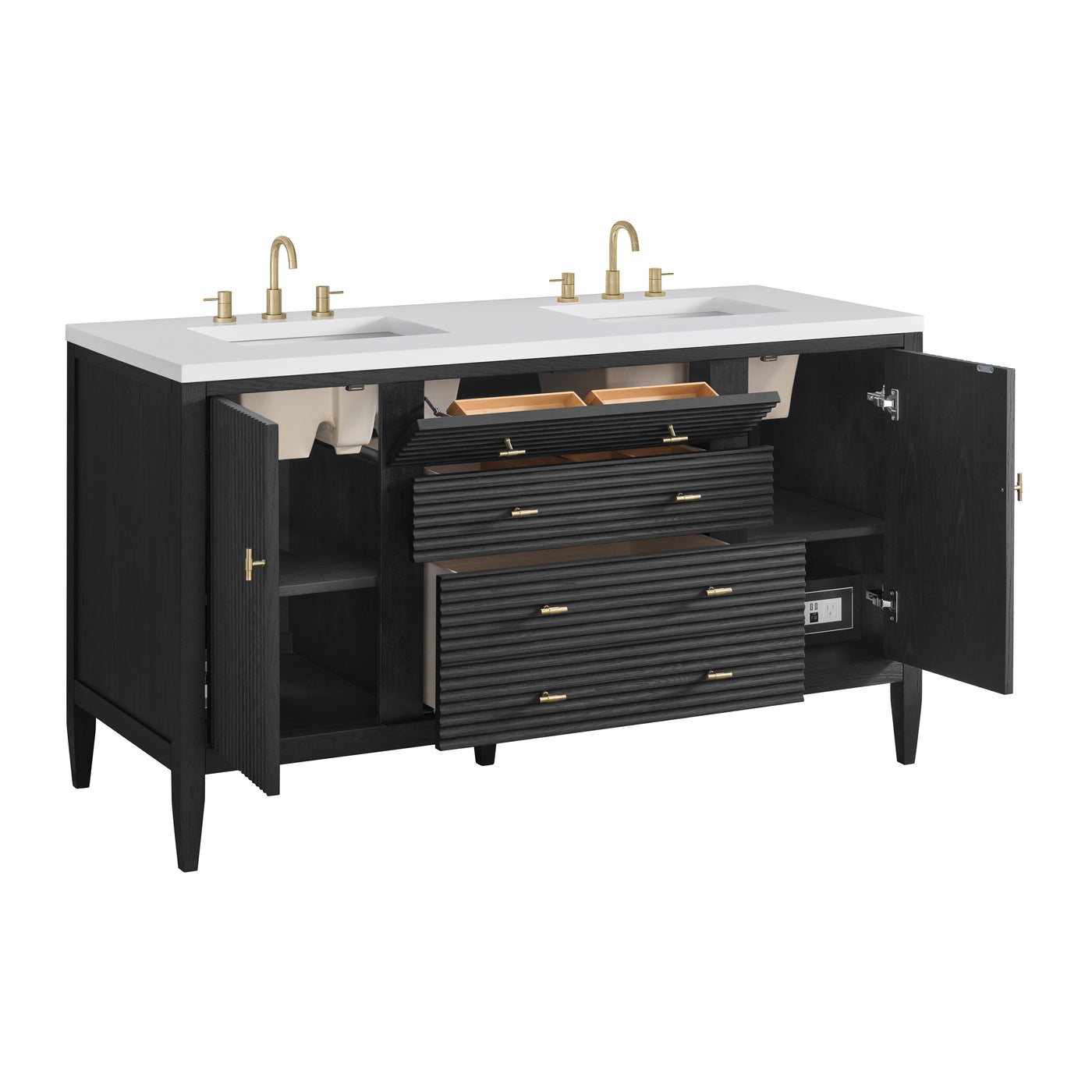 James Martin Myrrin 60" Double Bathroom Vanity, Carbon Oak, view 29