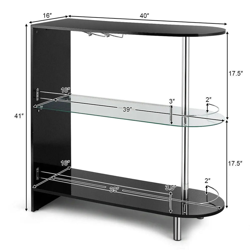 2-holder Bar Table with Tempered Glass Shelf by DirectDeals