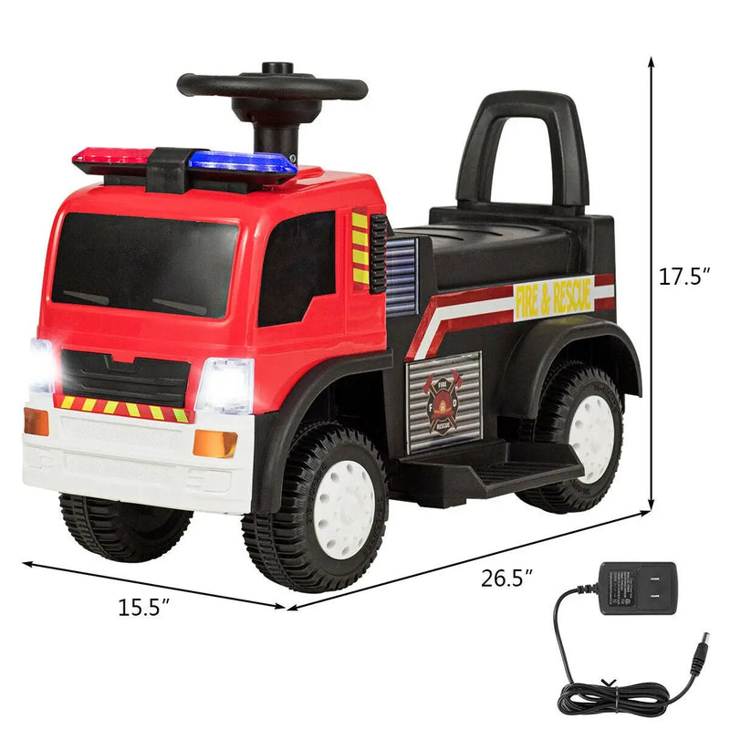 Kids 6V Battery Powered Electric Ride On Fire Truck by DirectDeals