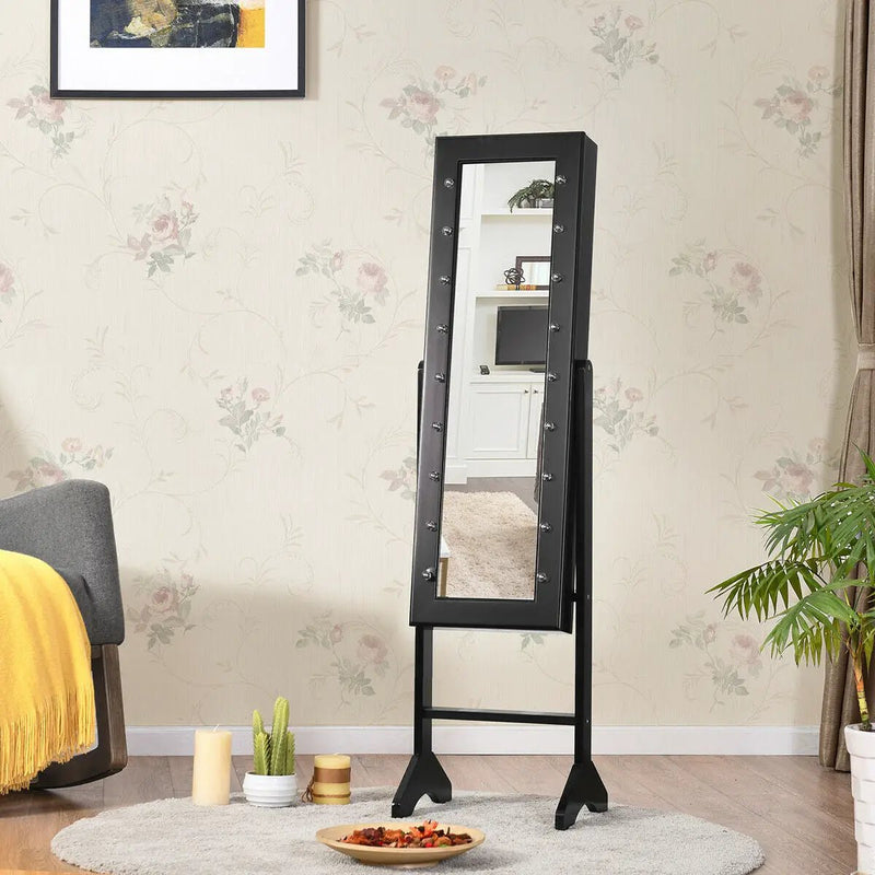Mirrored Jewelry Cabinet Armoire Organizer w/ LED lights by DirectDeals