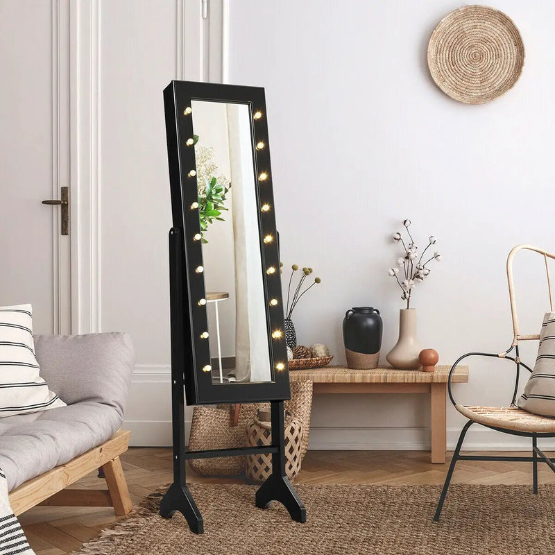 Mirrored Jewelry Cabinet Armoire Organizer w/ LED lights by DirectDeals