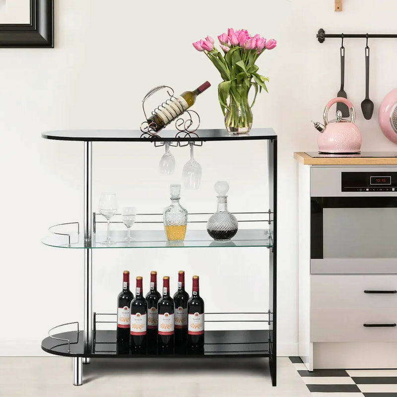 2-holder Bar Table with Tempered Glass Shelf by DirectDeals