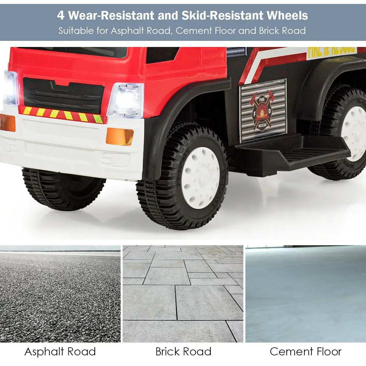 Kids 6V Battery Powered Electric Ride On Fire Truck by DirectDeals