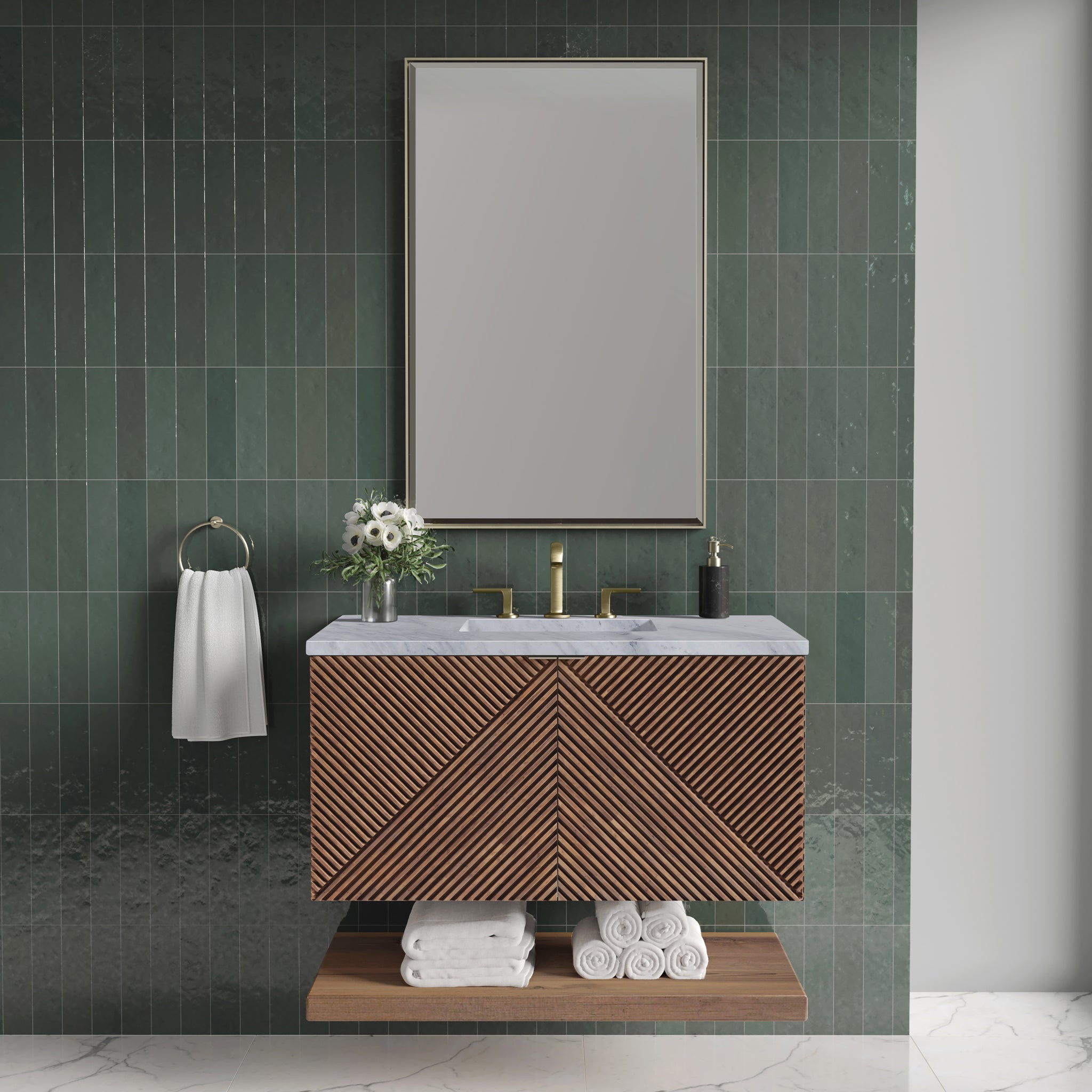 James Martin Marcello 36" Floating Single Bathroom Vanity, Chestnut, view 39