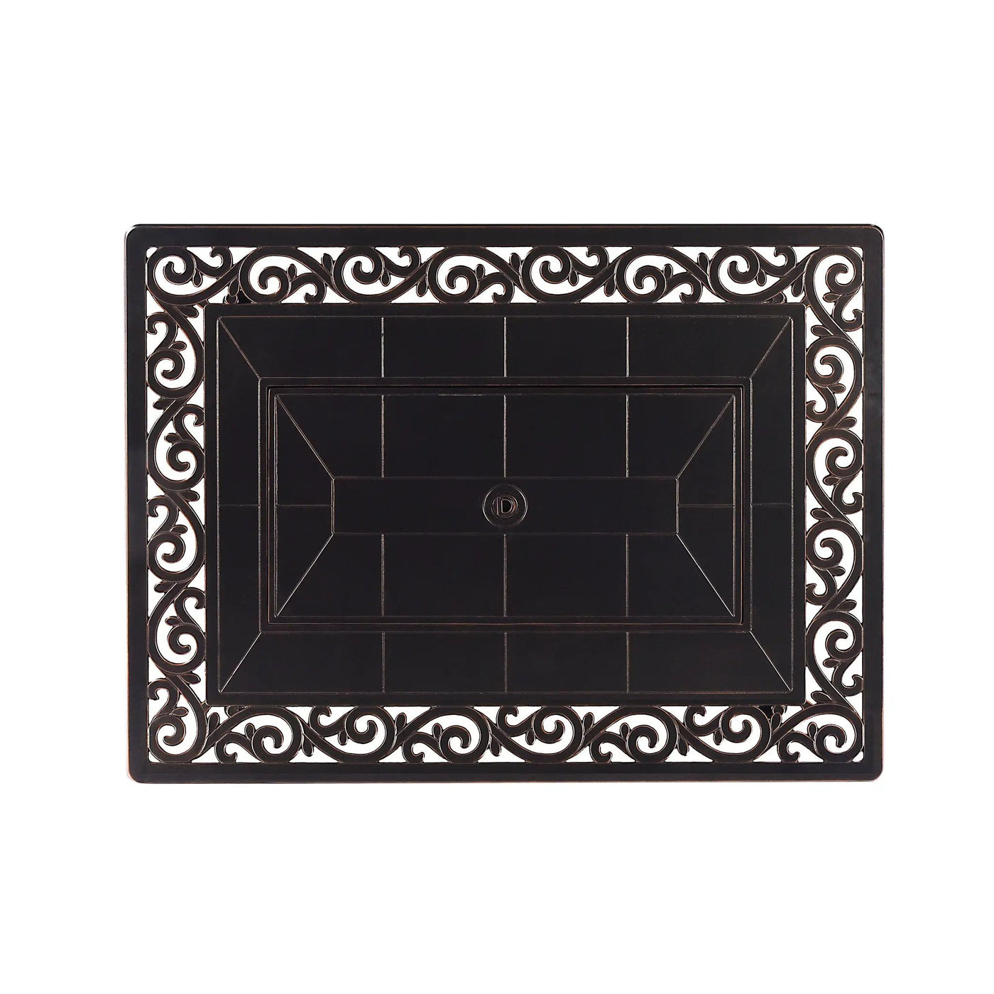 Black Aluminum Fire Table Set with Four Club Chairs by Sharicks