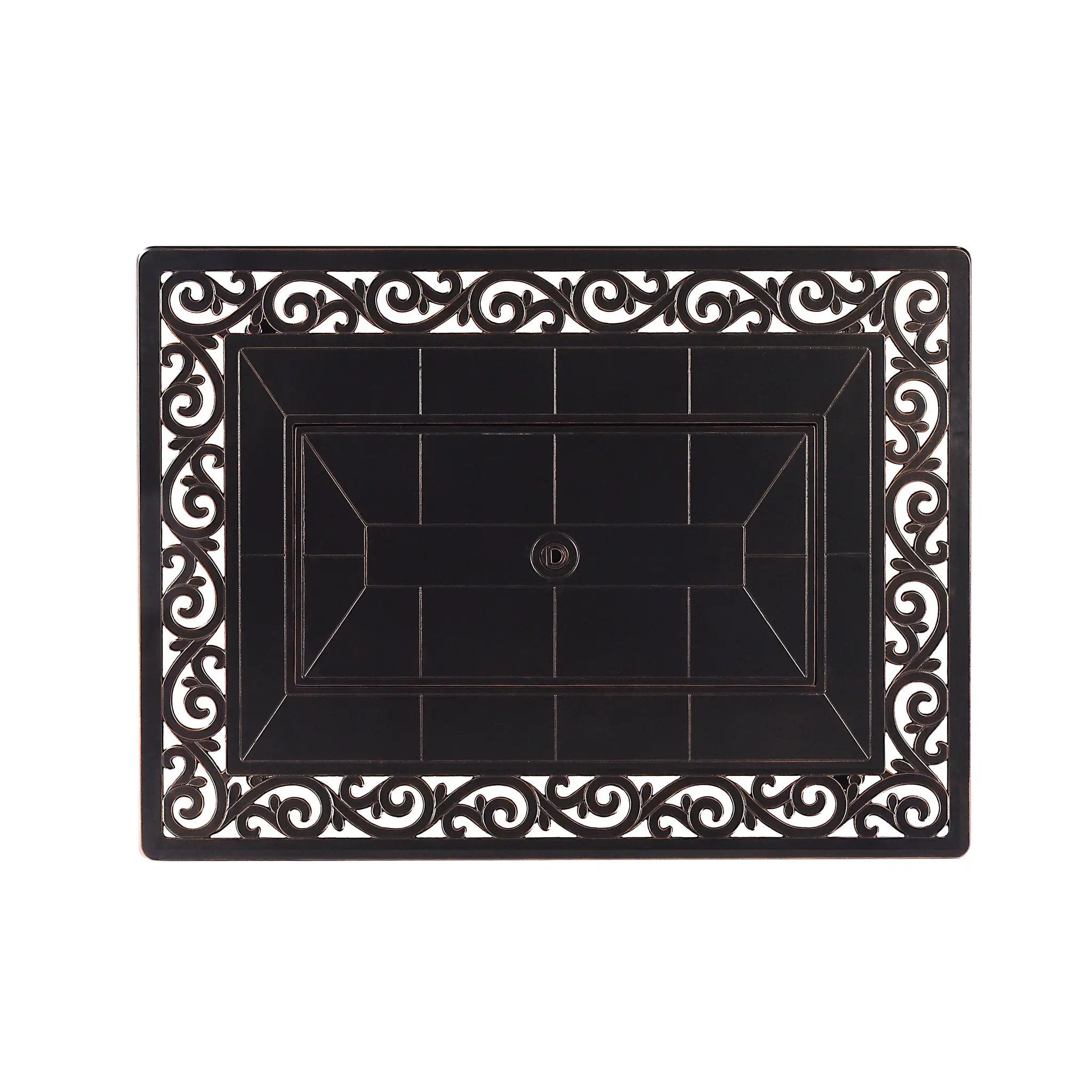 Black Aluminum Fire Table Set with Four Club Chairs by Sharicks