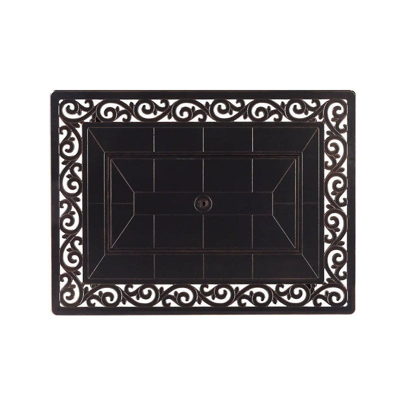 Black Aluminum Fire Table Set with Sofa and Two Club Chairs by Sharicks