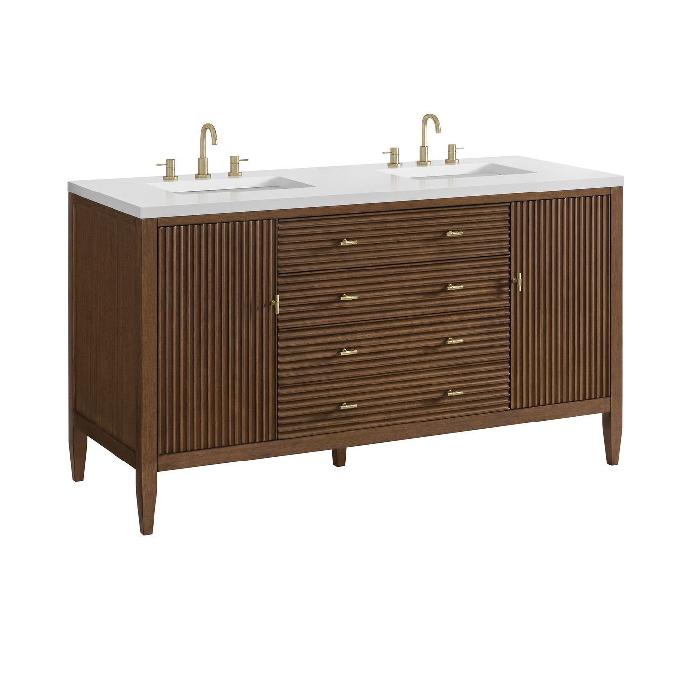 James Martin Myrrin 60" Double Bathroom Vanity, Mid-Century Walnut, view 30