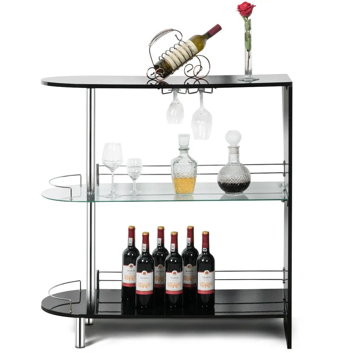 2-holder Bar Table with Tempered Glass Shelf by DirectDeals