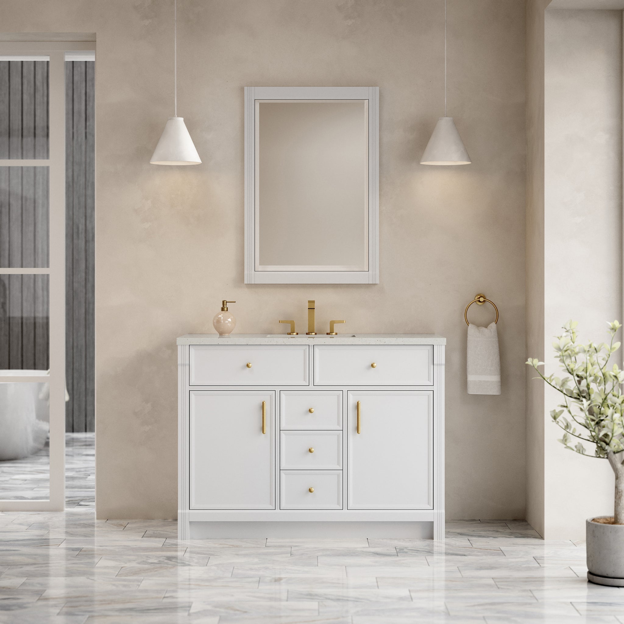 James Martin Bellshire 48" Single Bathroom Vanity, Bright White, view 30