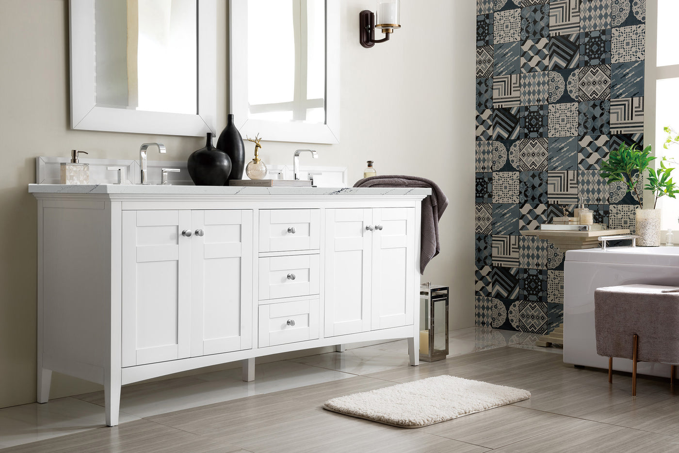James Martin Palisades 72" Double Bathroom Vanity, Bright White, view 20
