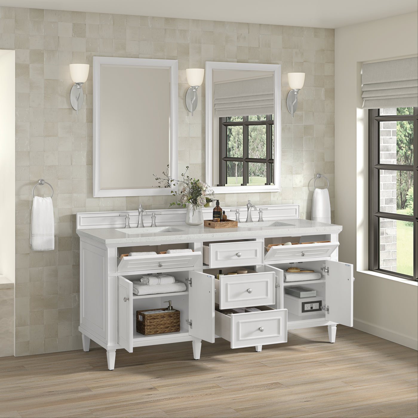 James Martin Lorelai 72" Double Bathroom Vanity, Bright White, view 33