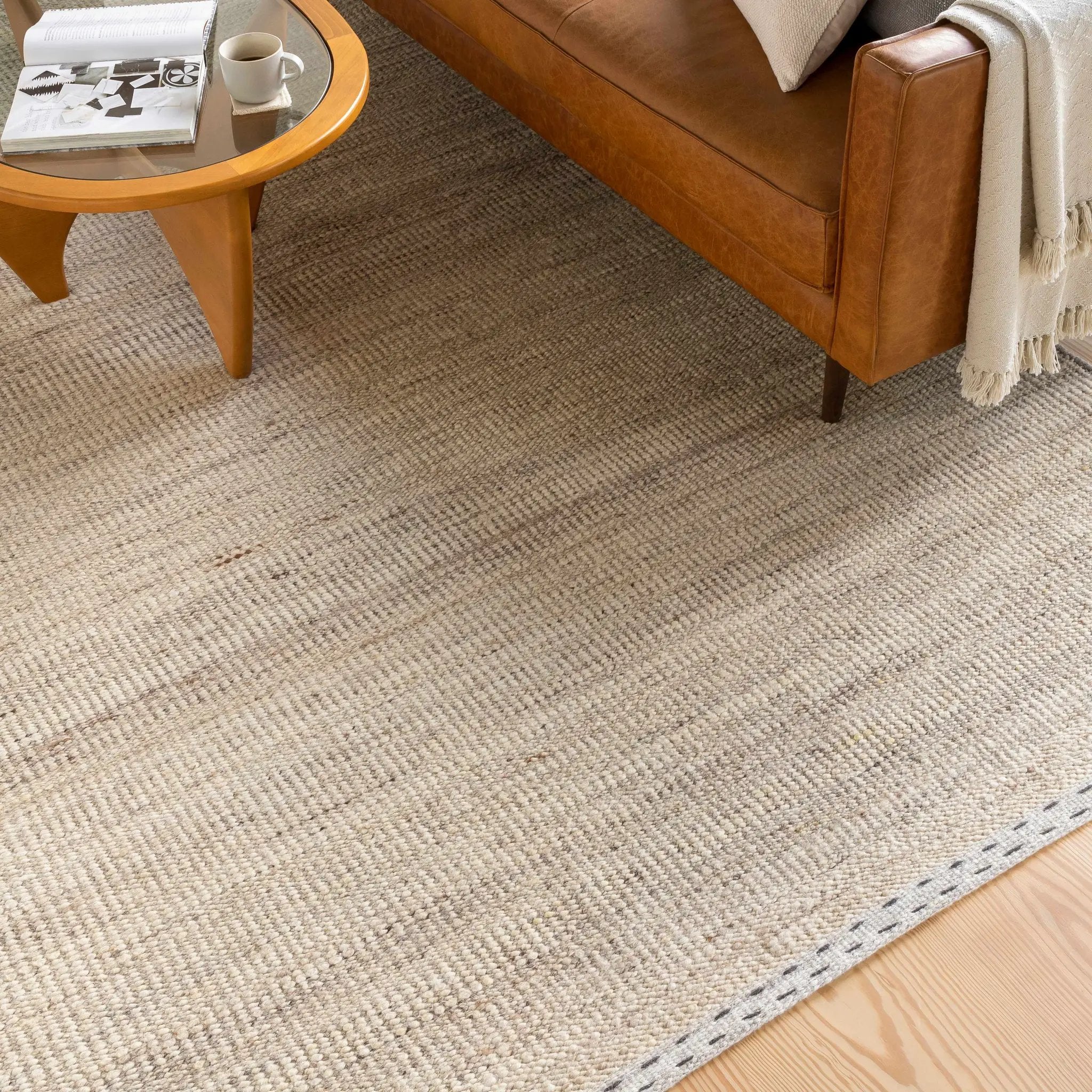 Yaniklar Beige Flat Woven Wool Rug by Boutique Rugs