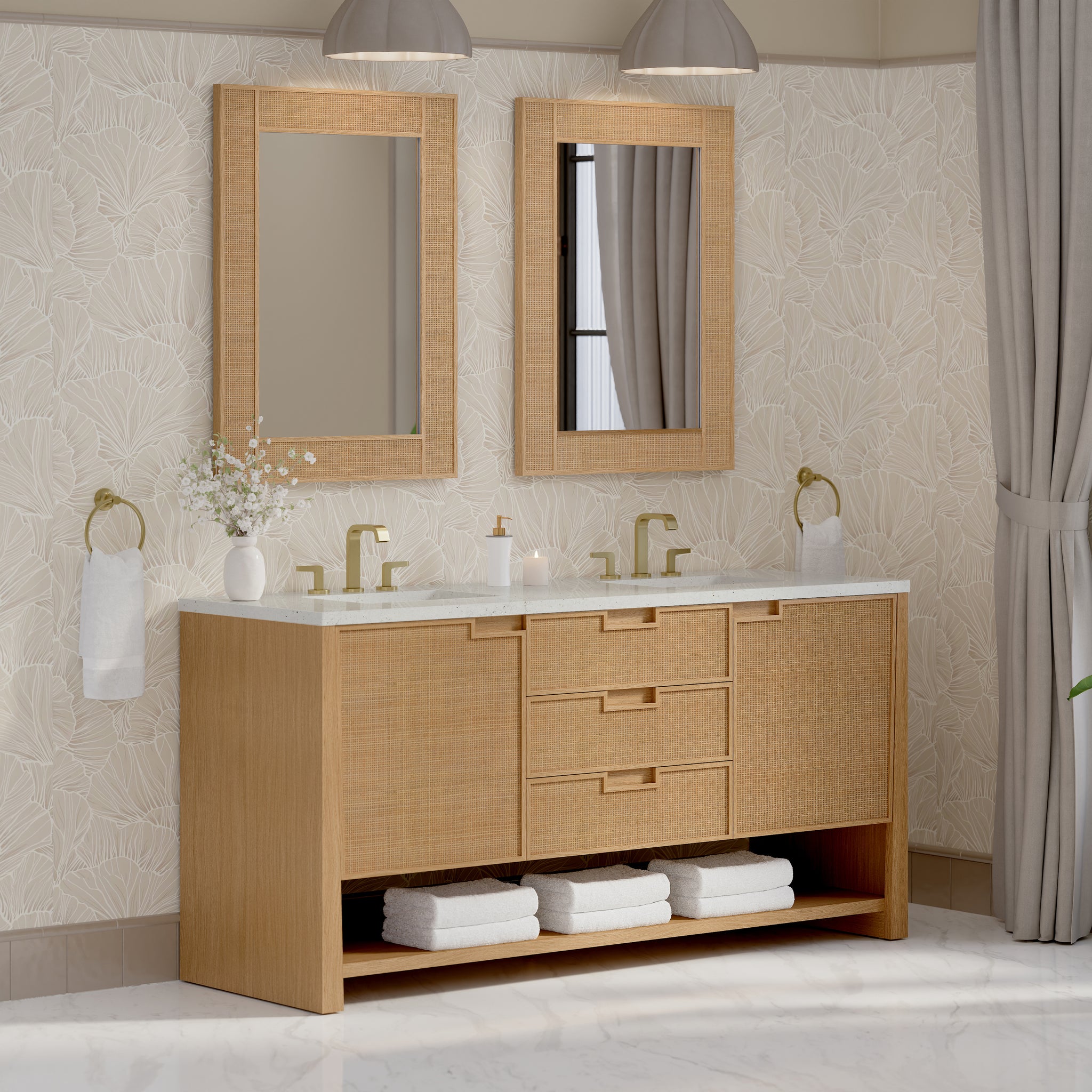 James Martin Solene 72" Double Bathroom Vanity, Seaside Oak, view 29