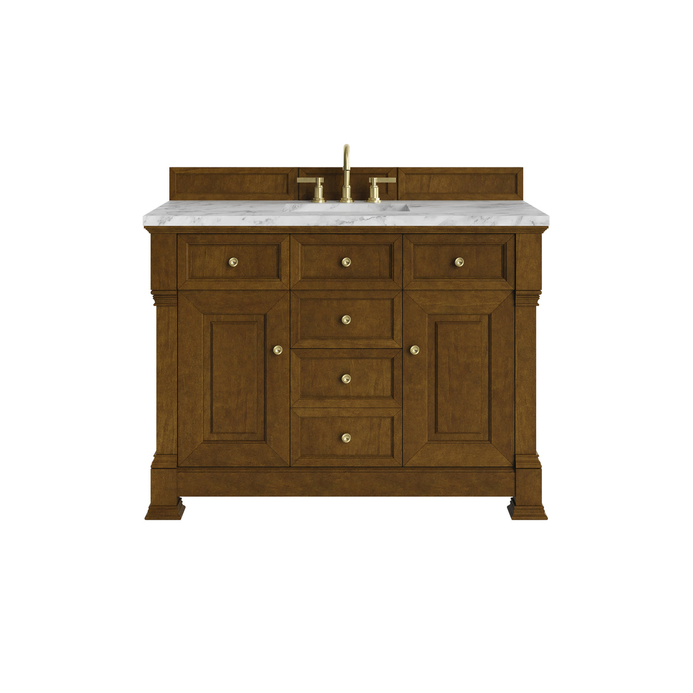 James Martin Brookfield 48" Single Bathroom Vanity, Honey Oak with Carrara White countertop