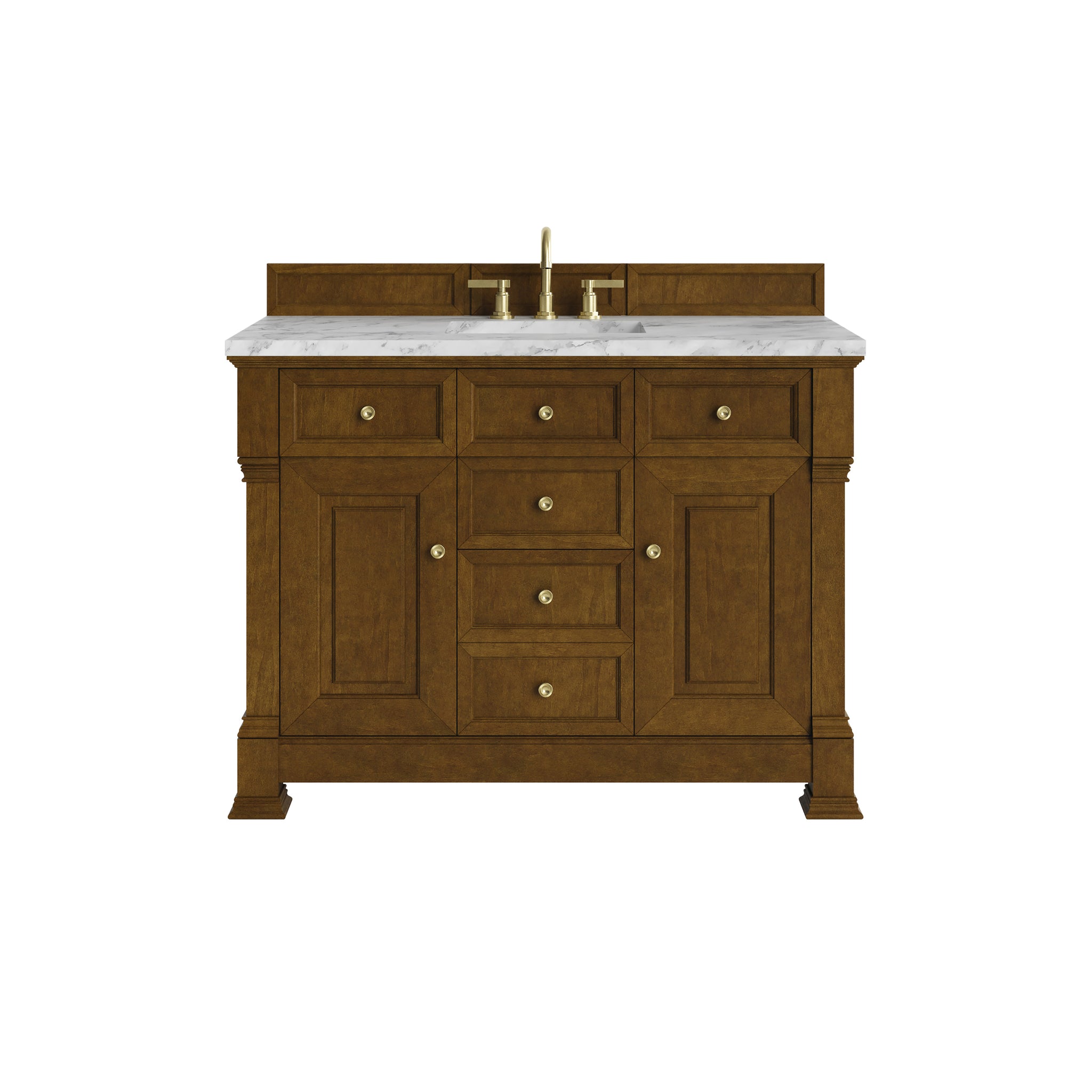 James Martin Brookfield 48" Single Bathroom Vanity, Honey Oak with Carrara White countertop