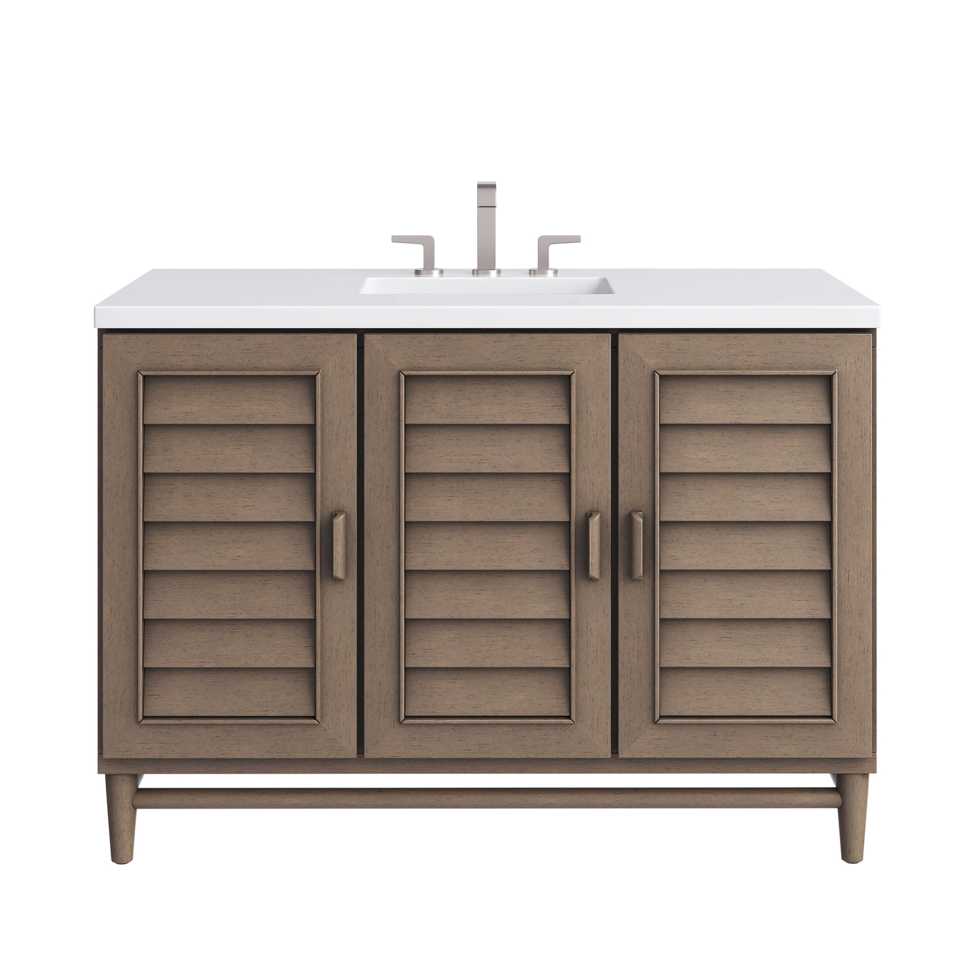 James Martin Portland 48" Single Bathroom Vanity, Whitewashed Walnut with White Zeus countertop