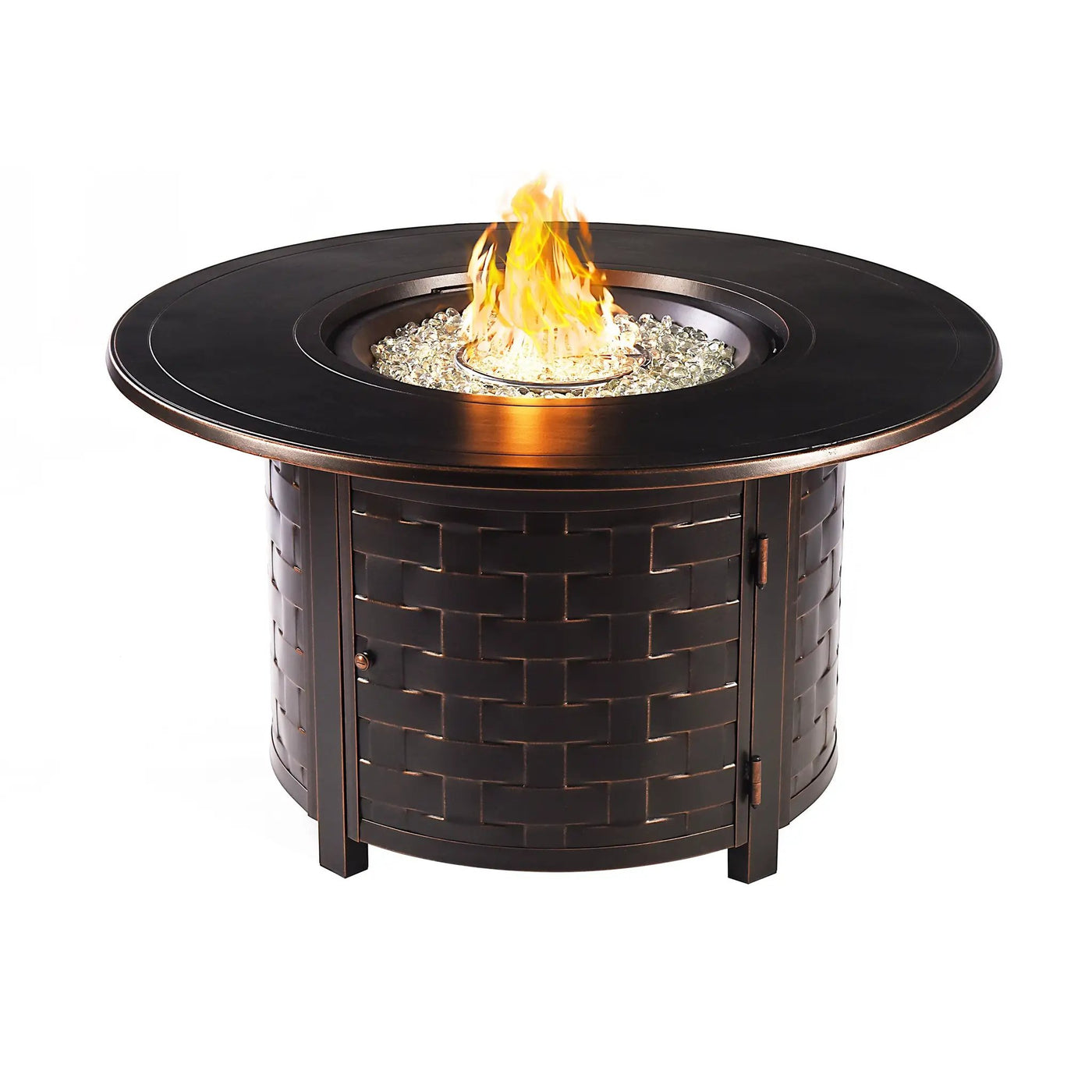 Black Aluminum Fire Table Set with Four Deep Seating Loveseats by Sharicks