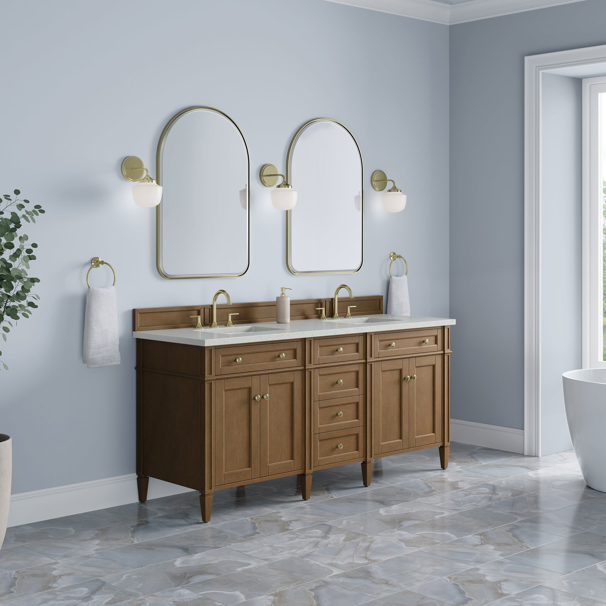 James Martin Brittany 72" Double Bathroom Vanity, Pecan, view 31