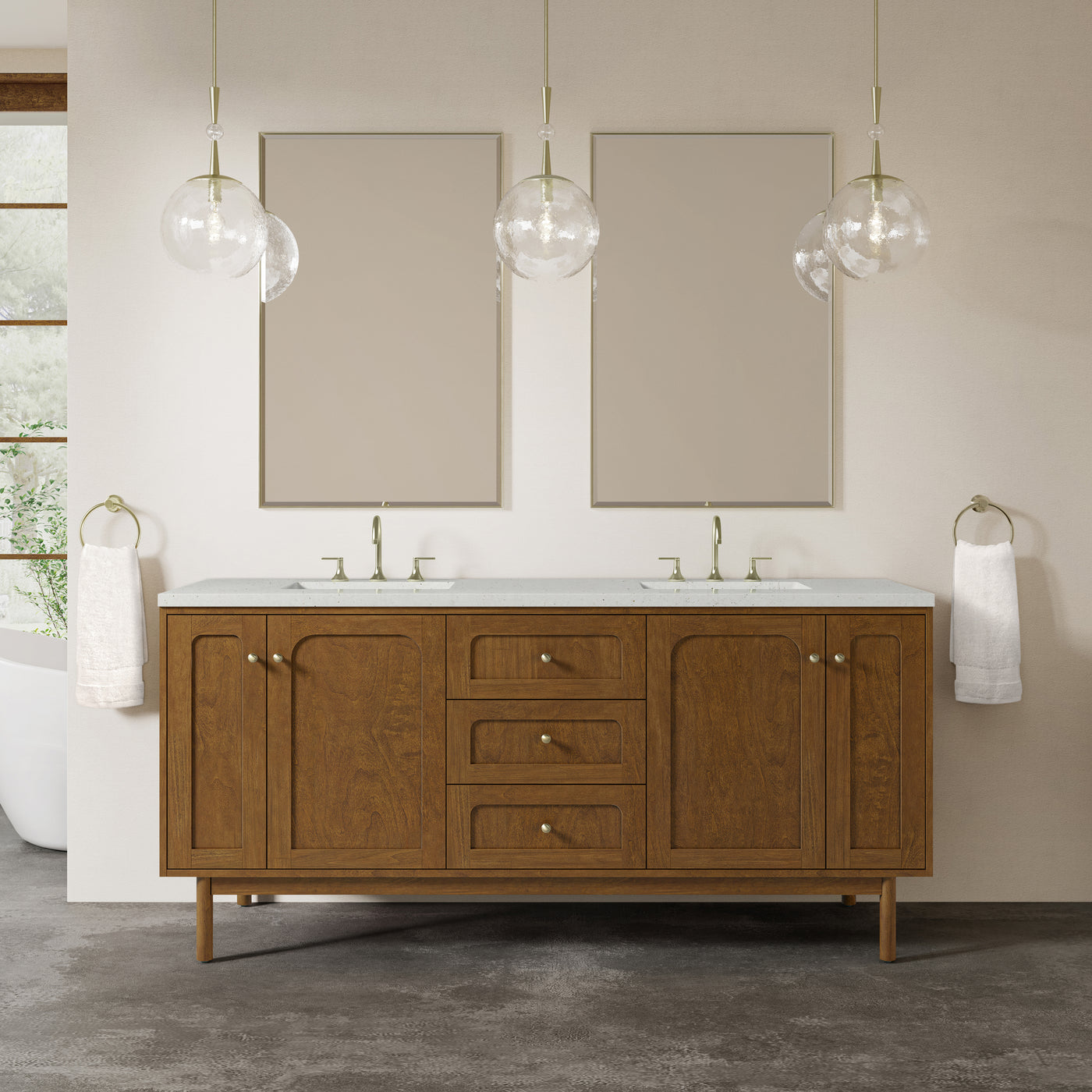 James Martin Laurent 72" Dual Mount Double Bathroom Vanity, Honey Oak, view 34