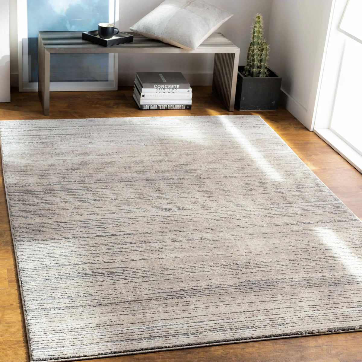 Yemassee Tibetan Striped Area Rug, installed in a room 3