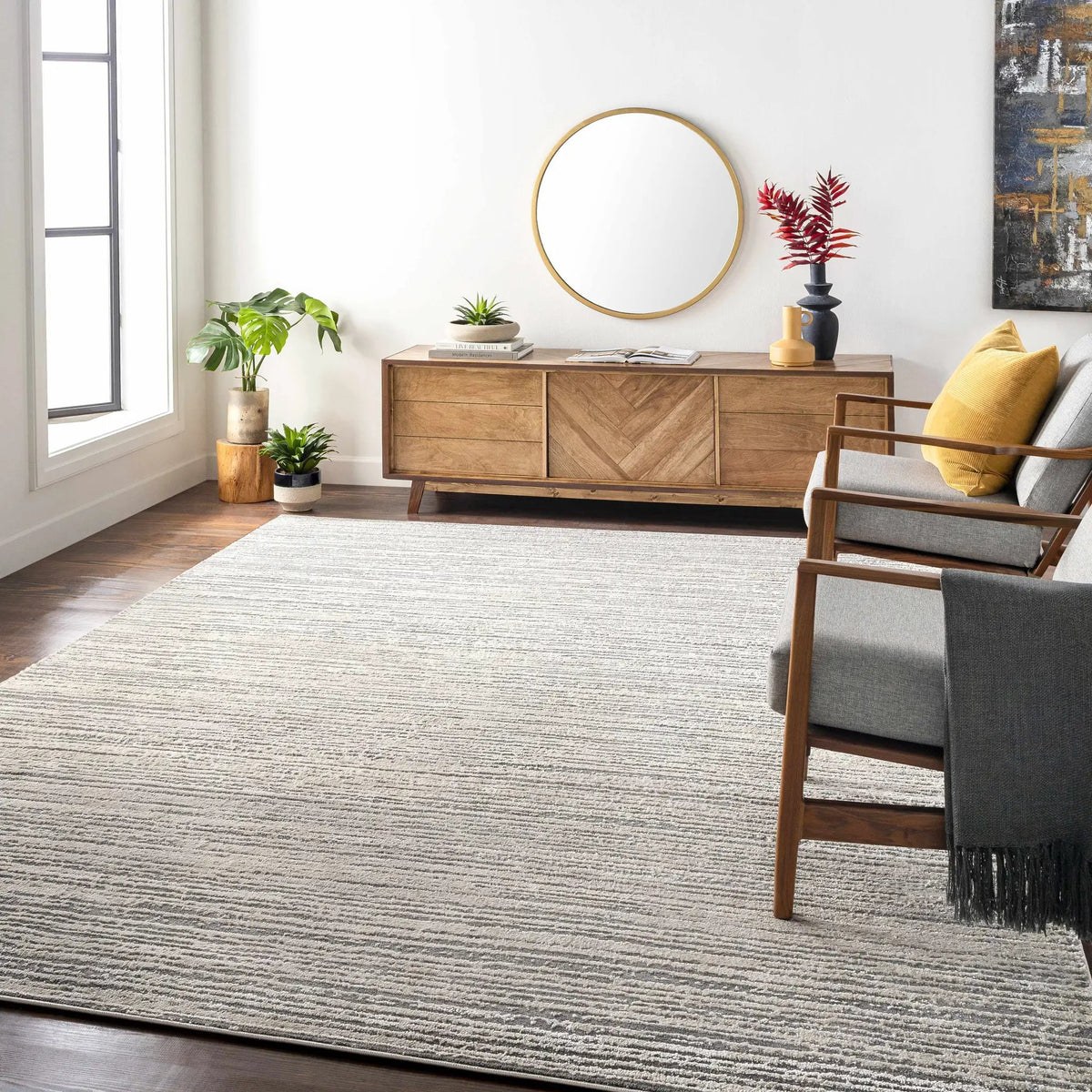 Yemassee Tibetan Striped Area Rug, installed in a room 2