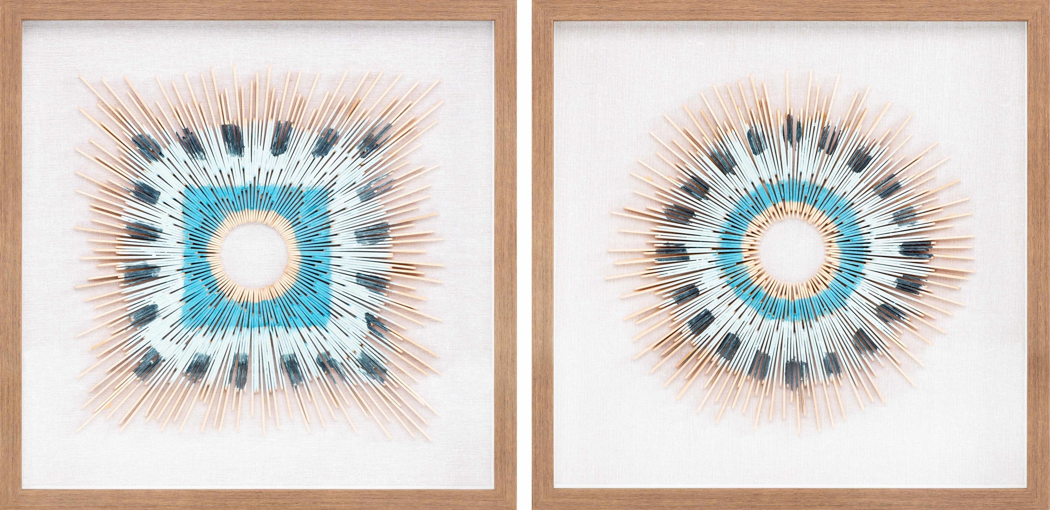 Yenice Natural Wood Geometric Wall Art Set Of Two - Clearance by Boutique Rugs