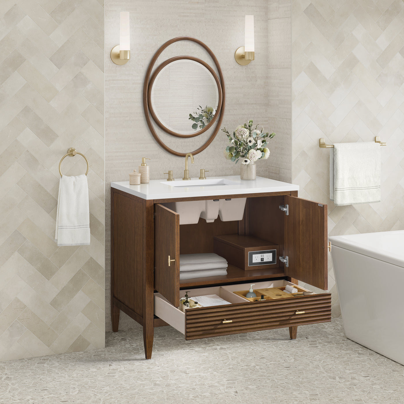 James Martin Myrrin 36" Single Bathroom Vanity, Mid-Century Walnut, view 18