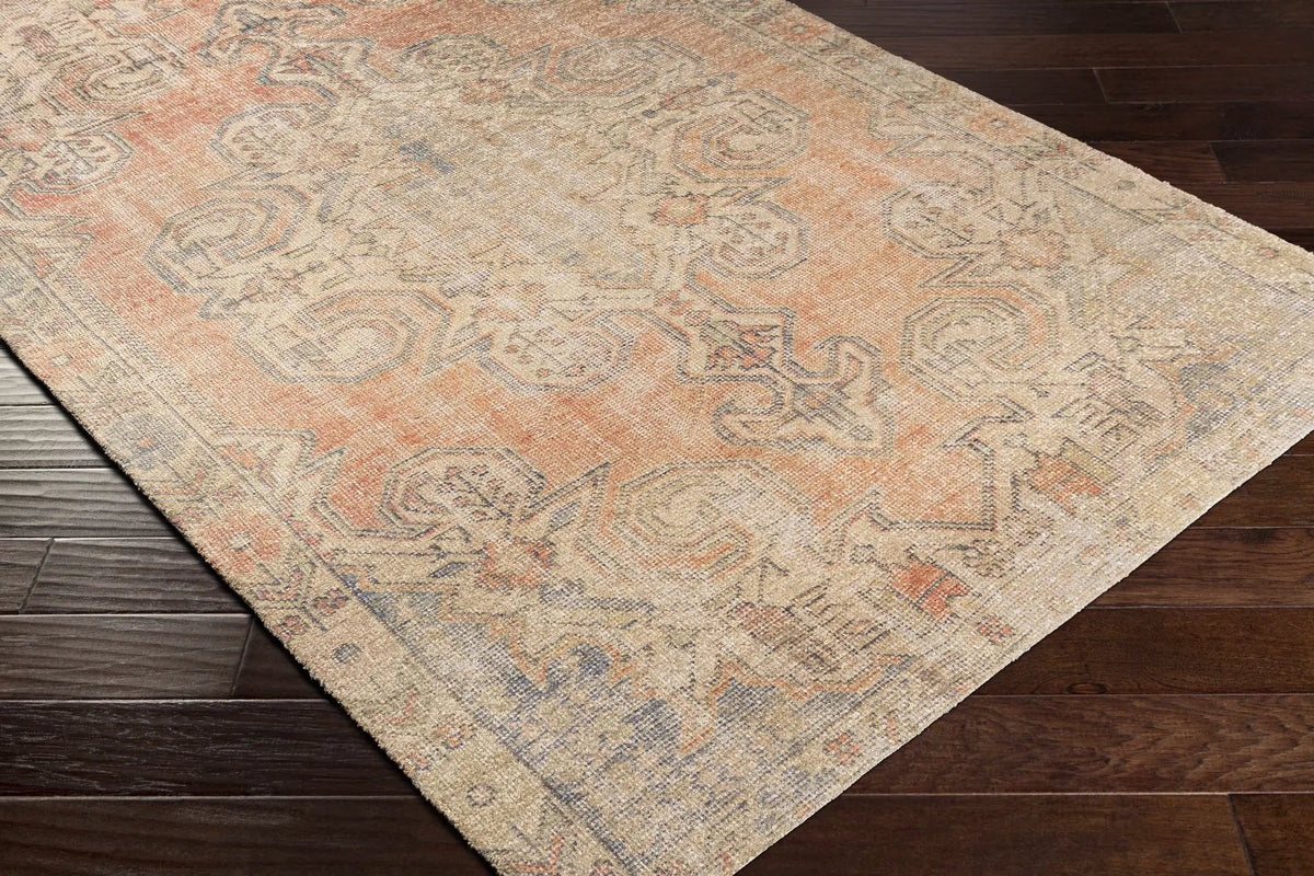 Yetminster Traditional Distressed Peach Rug - Clearance, photo 6 of 8