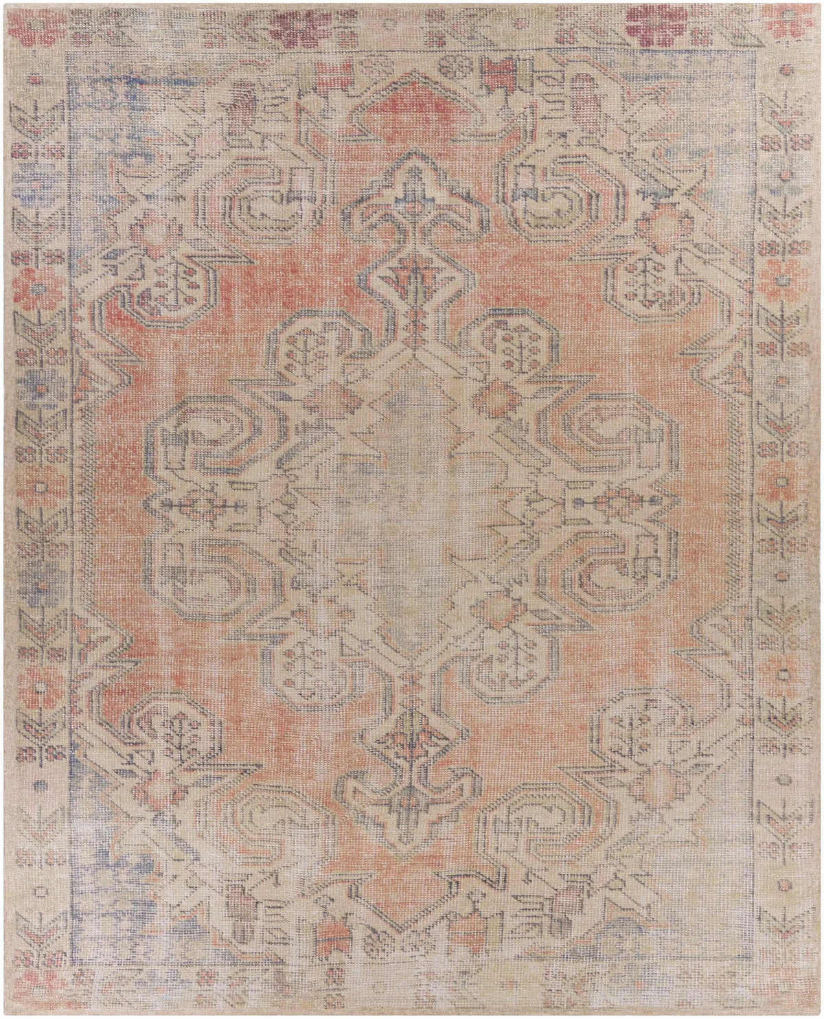 Yetminster Traditional Distressed Peach Rug - Clearance