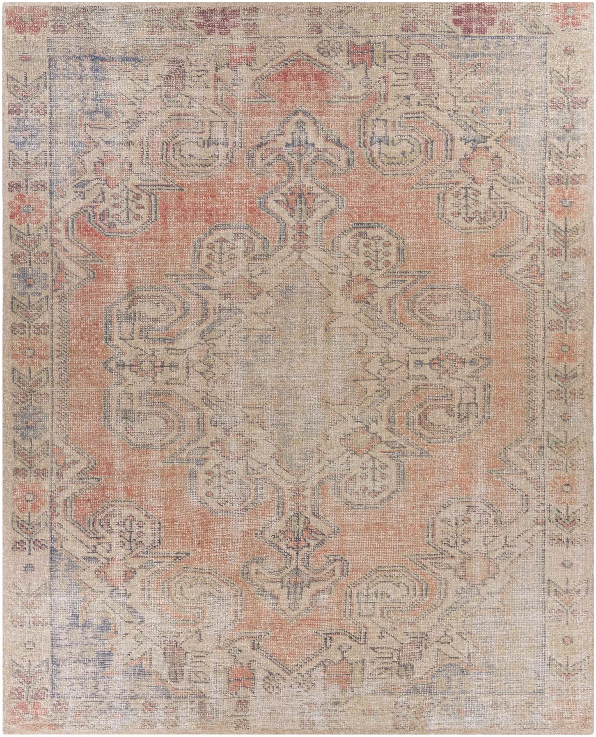 Yetminster Traditional Distressed Peach Rug - Clearance by Boutique Rugs