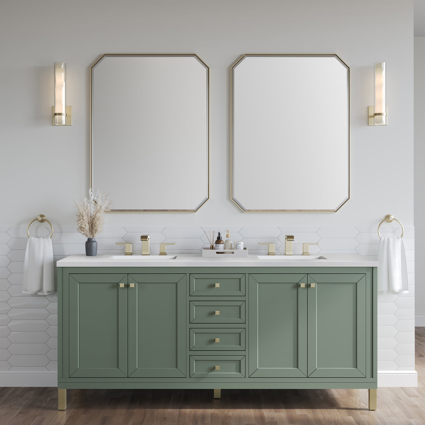 James Martin Chicago 72" Double Bathroom Vanity, Smokey Celadon, view 32