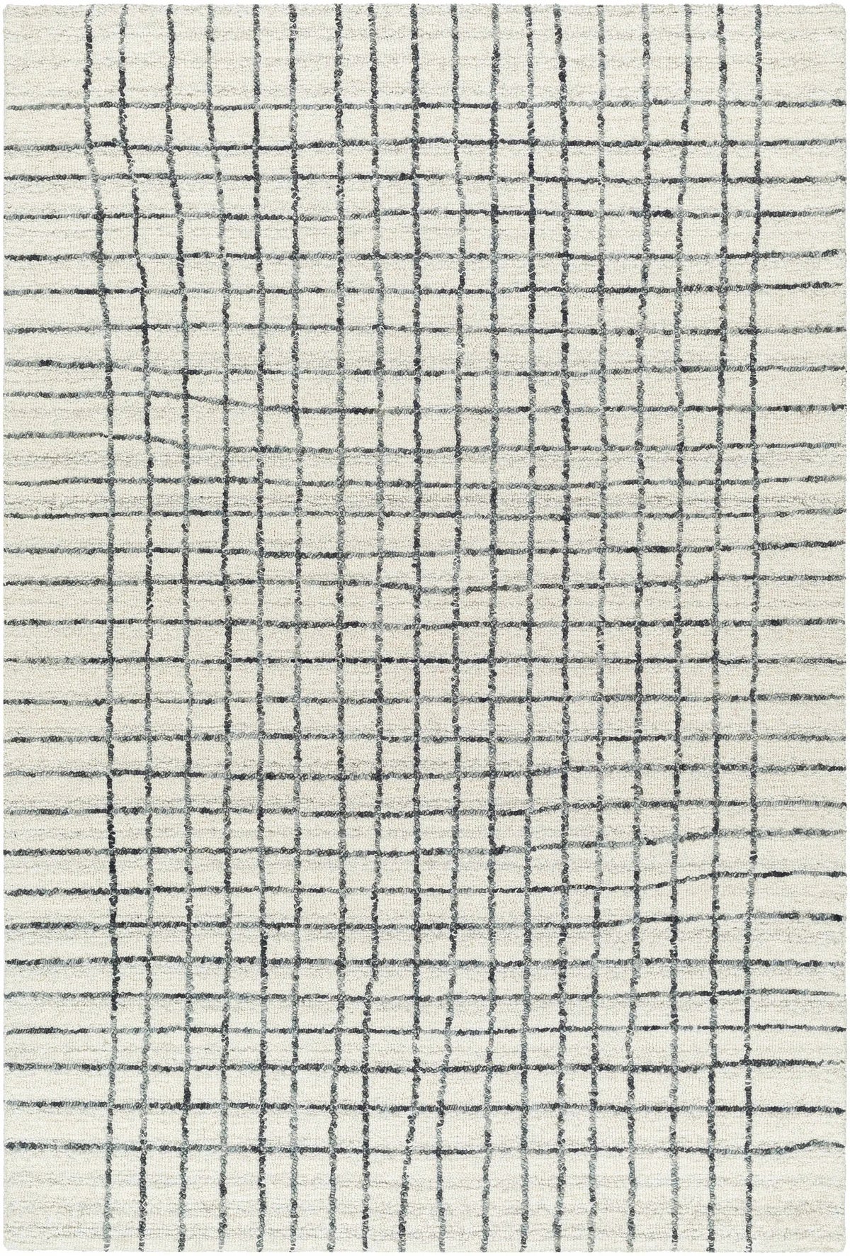 Yates White Grid Wool Area Rug - Clearance