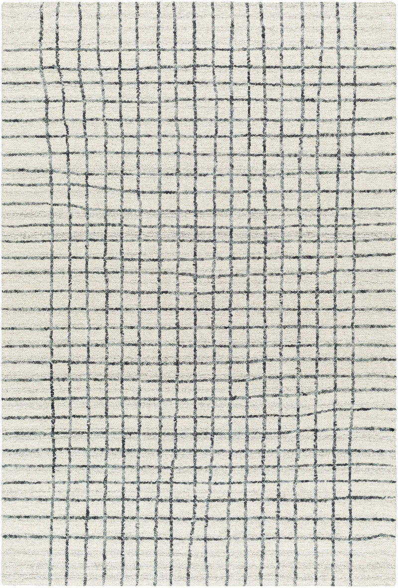 Yates White Grid Wool Area Rug - Clearance by Boutique Rugs