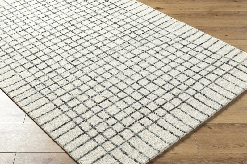 Yates White Grid Wool Area Rug - Clearance by Boutique Rugs