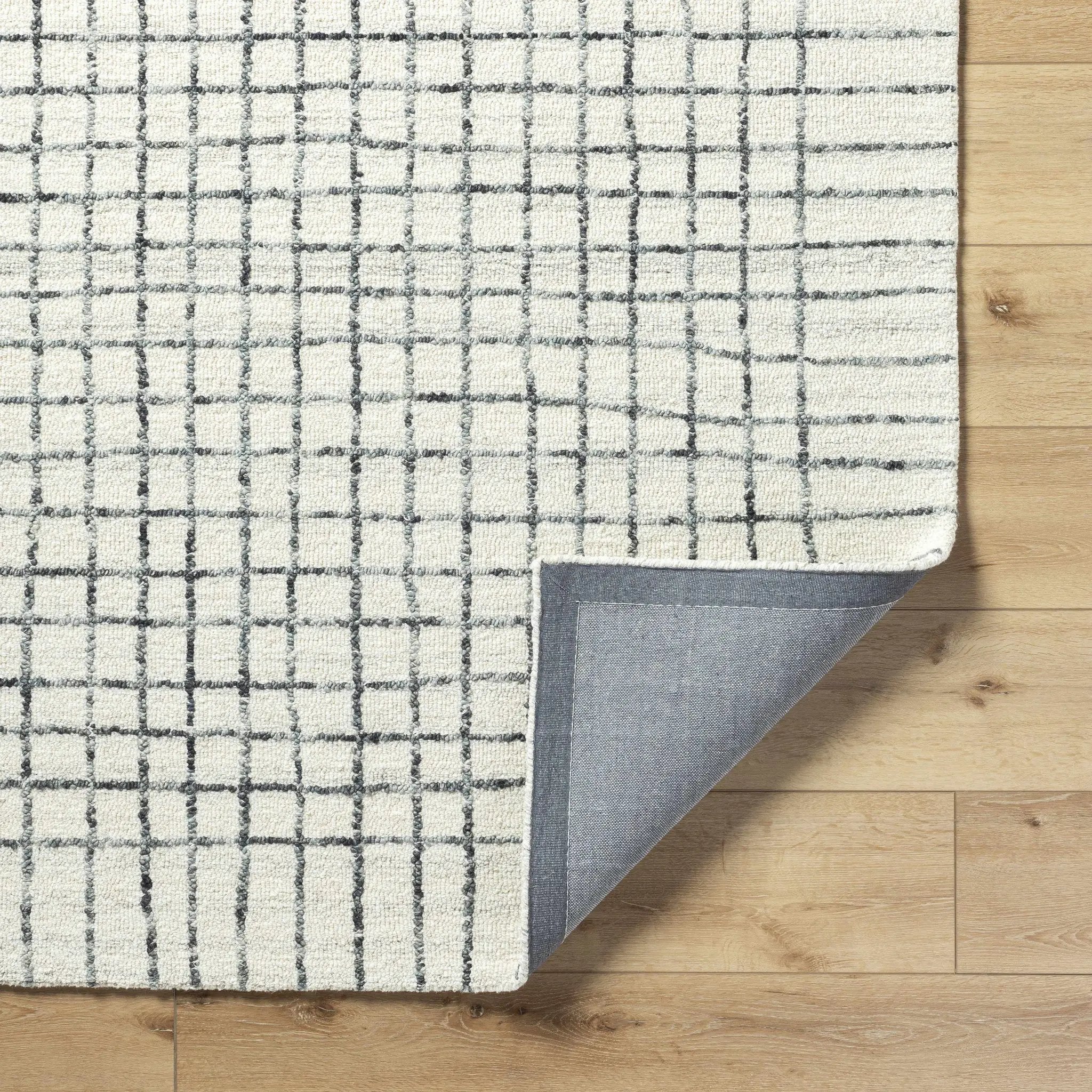 Yates White Grid Wool Area Rug - Clearance by Boutique Rugs