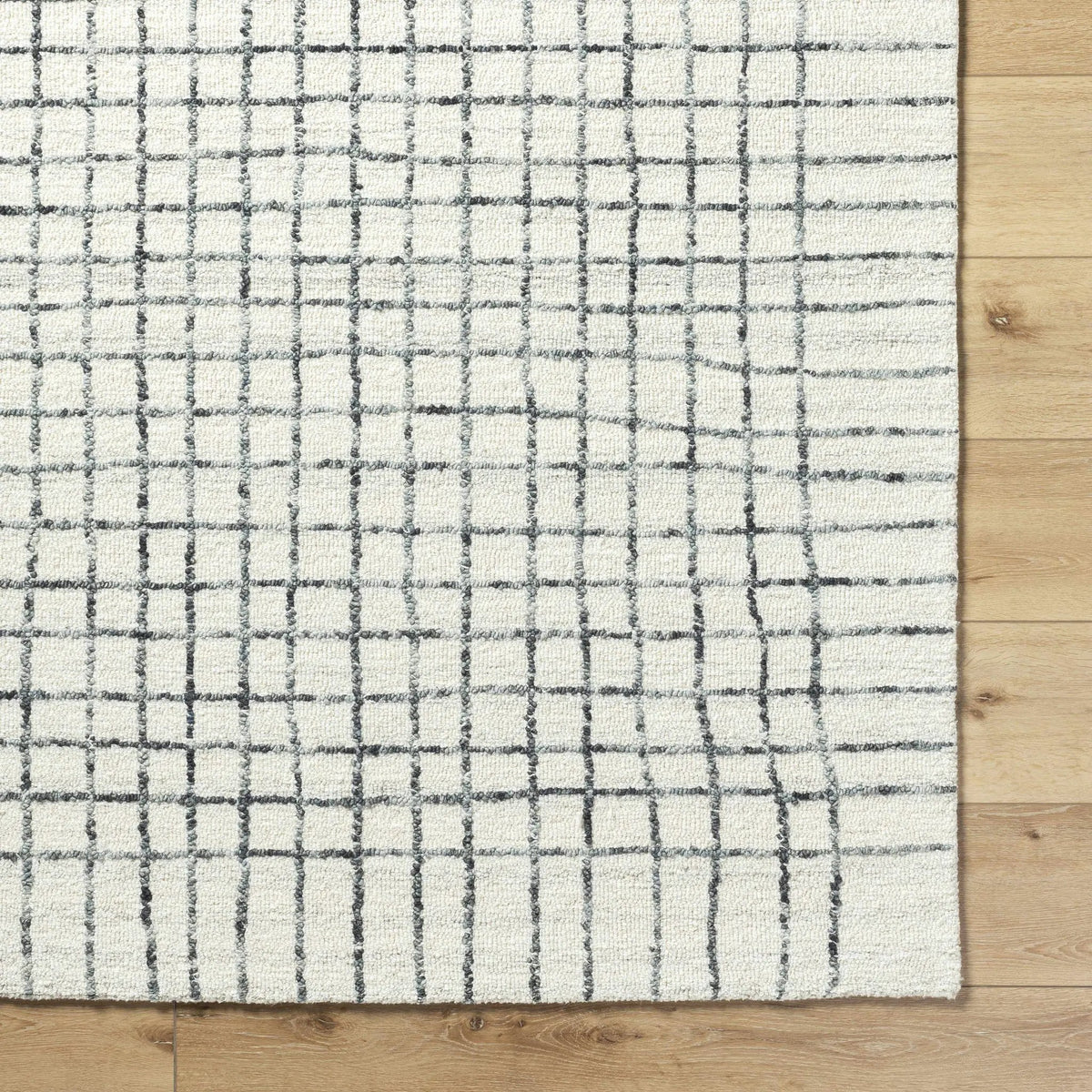 Yates White Grid Wool Area Rug - Clearance, photo 6 of 7