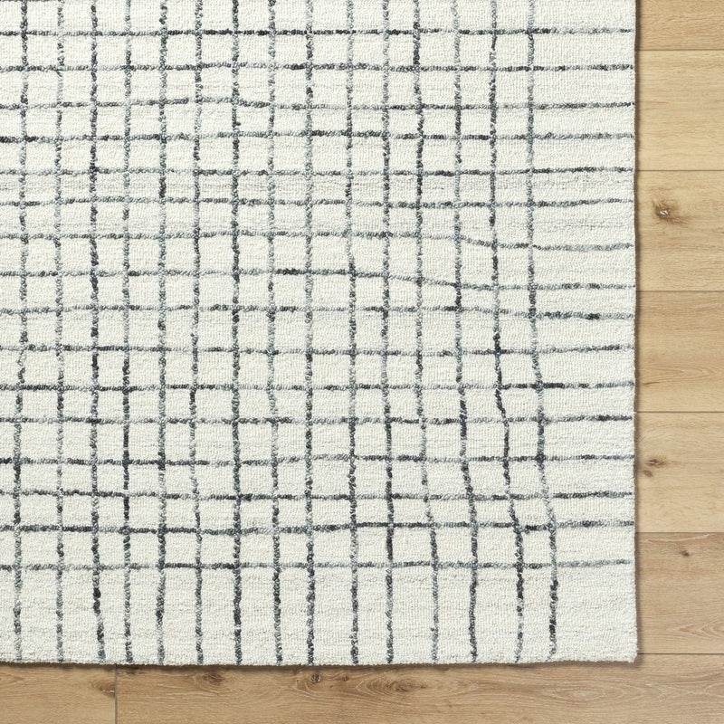 Yates White Grid Wool Area Rug - Clearance by Boutique Rugs
