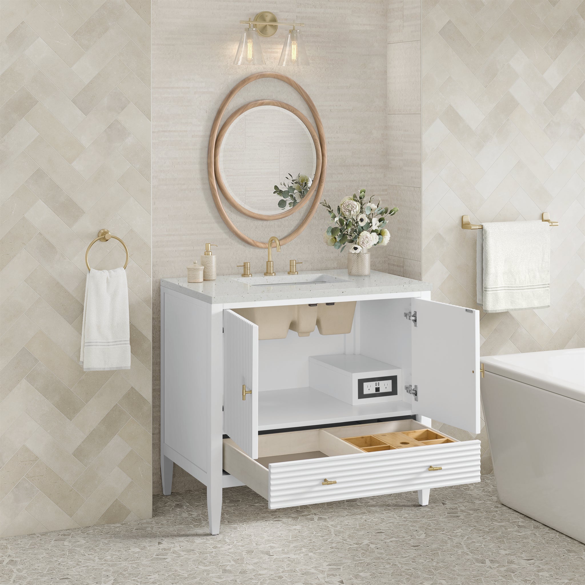 James Martin Myrrin 36" Single Bathroom Vanity, Bright White, view 25