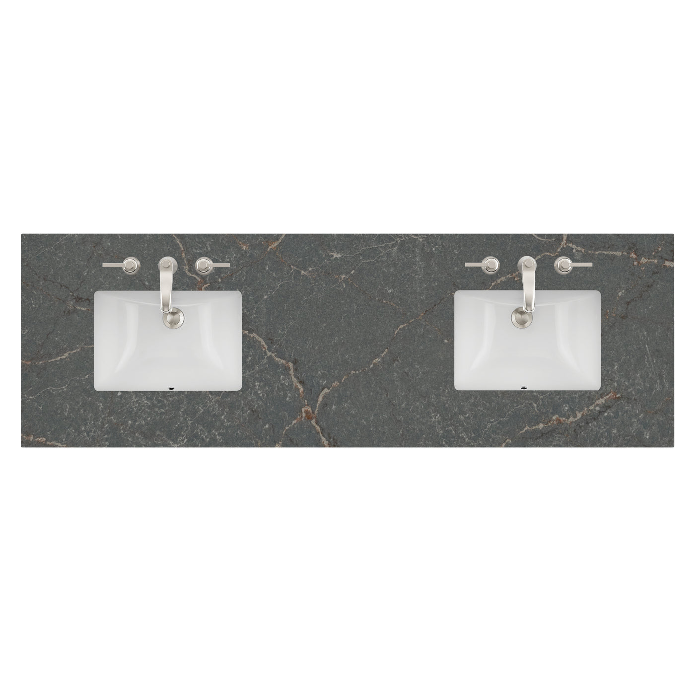 James Martin 72" Double Vanity Top with Parisien Bleu (Quartz) countertop