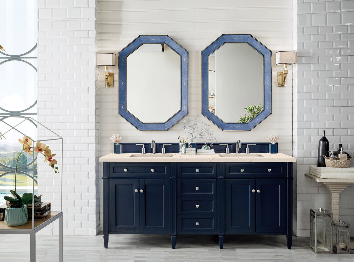 James Martin Brittany 72" Double Bathroom Vanity, Victory Blue, view 18