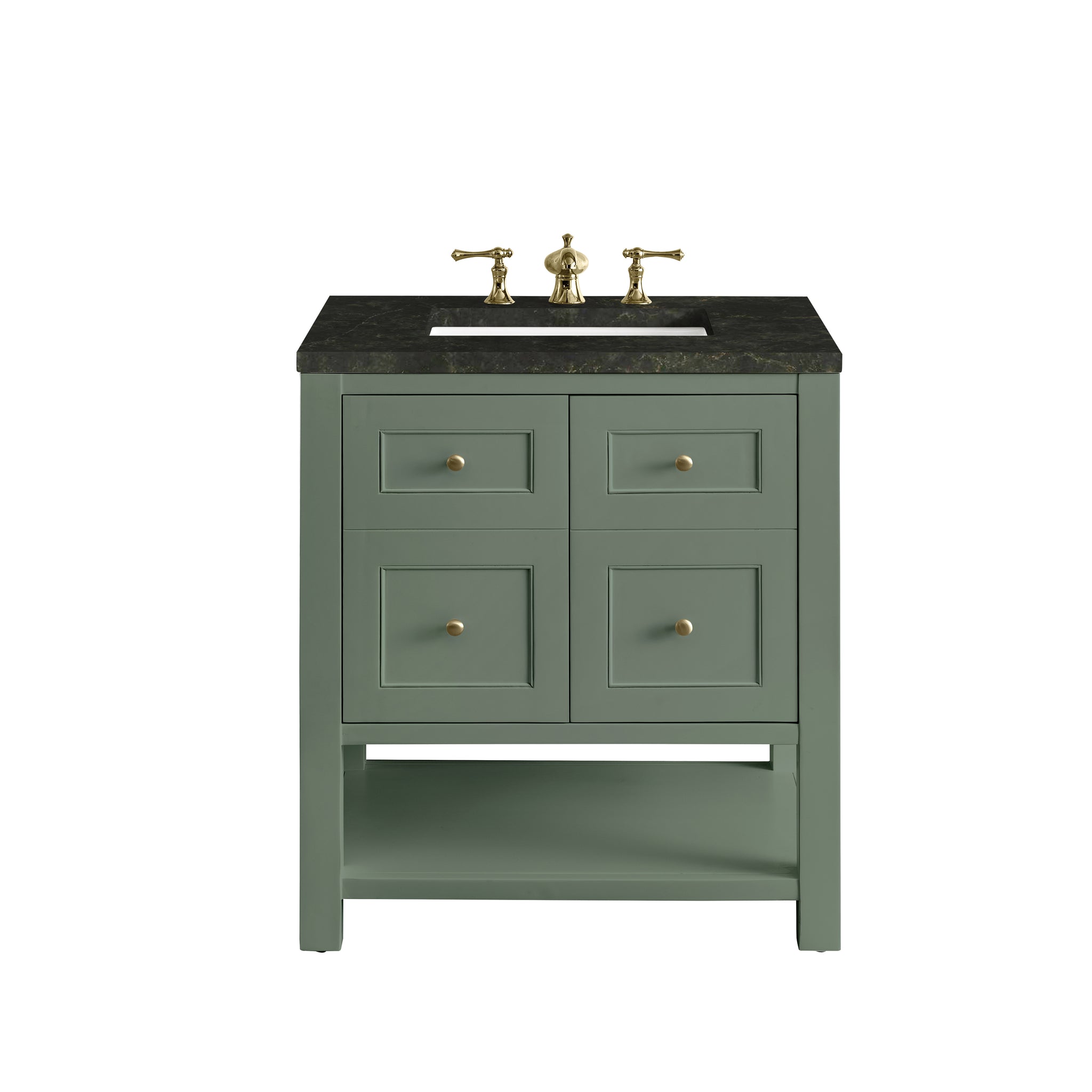 James Martin Breckenridge 30" Single Bathroom Vanity, Smokey Celadon with Phantome countertop